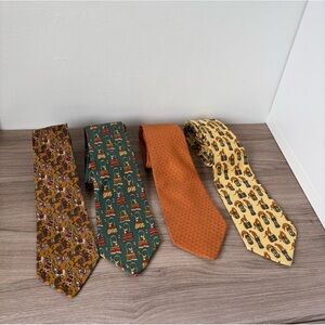 Salvatore Ferragamo Tie Lot of 4 100% Silk Authentic Men's